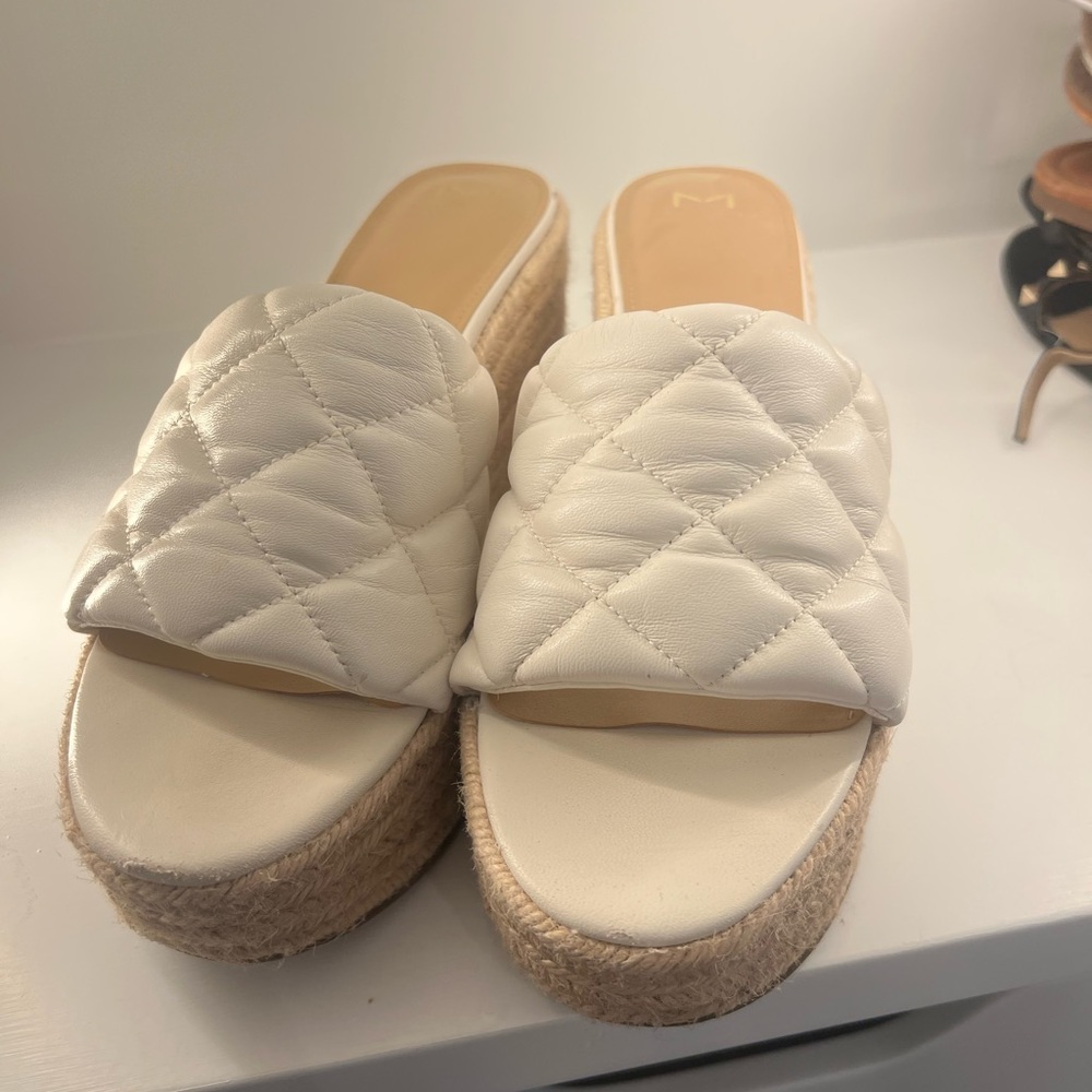 Women's Quilted Platform Slide Sandals - White